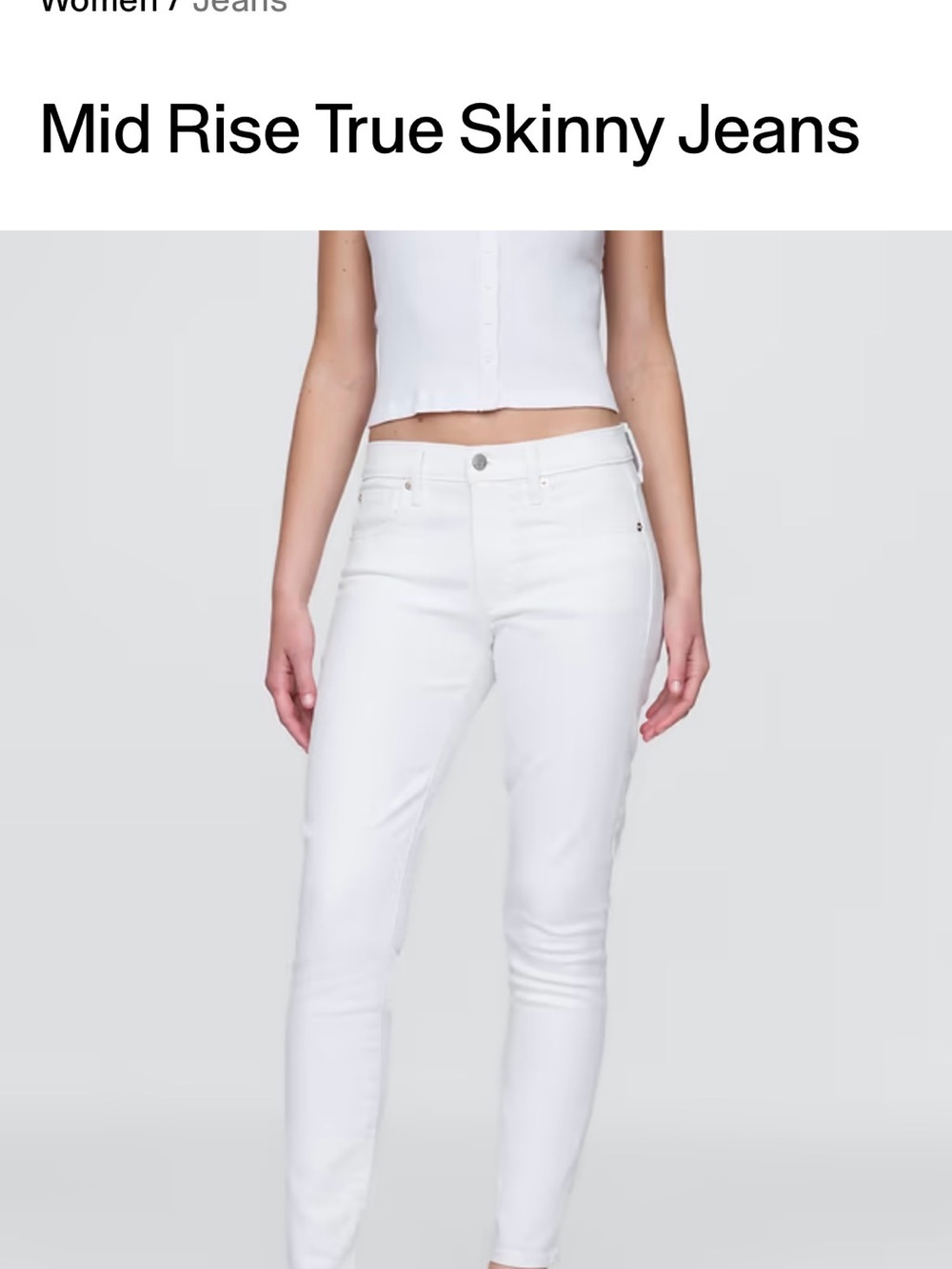 GAP White True Skinny Mid Rise Jeans